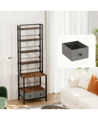 6-Tier CD DVD Vinyl Storage Tower with Drawers for Living Room