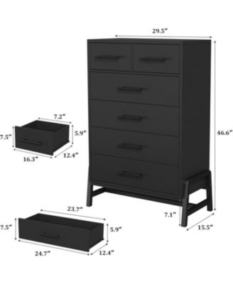 6 Dresser for Bedroom, Freestanding 46.6 in Tall Drawer Dresser with Storage, Wooden Closet Storage Chest for Living Room, Bedroom, Entryway