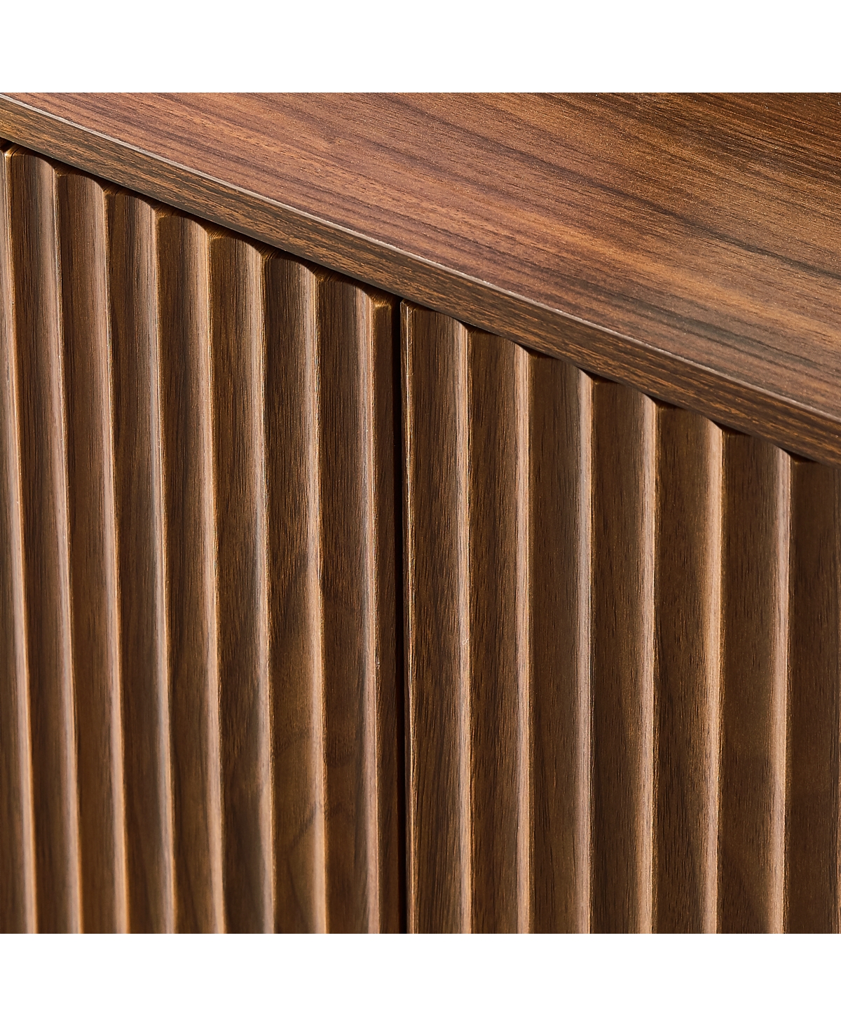 Streamdale Furniture 59-inch Modern Wavy Sideboard, Curved Contour 4-Door Storage Cabinet, Walnut