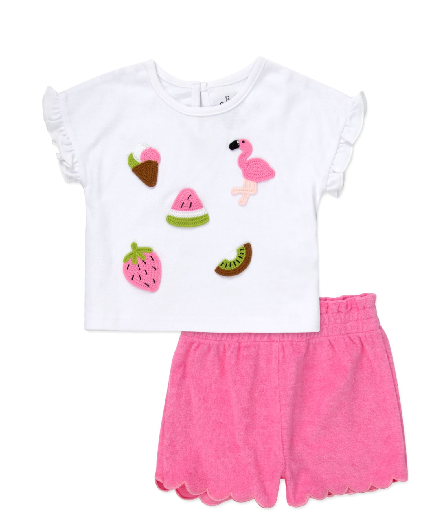 Baby Girls' Short-Sleeve Knit T-Shirt and Shorts, 2-Piece Set