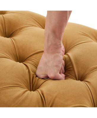 Velvet Upholstered Bench with 2 Pillows for Bedroom, Living Room, Entryway