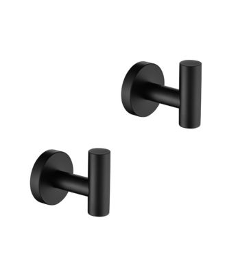 2-Pack Wall-Mounted Stainless Steel Hooks, Bathroom Towel & Coat Hook Matte Black for Bathroom, Bedroom, Kitchen