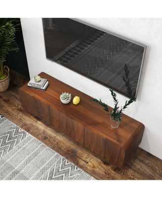 58" Mid Century Spiral Wave Design TV Console with Storage Cabinet & 2 Drawers