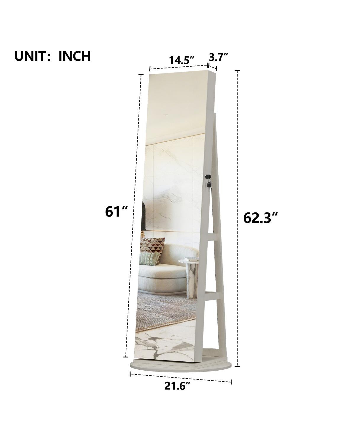 Streamdale Furniture 360° Swivel Jewelry Cabinet with Full Length Mirror