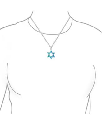 Magen Judaic Jewelry Inlay Created Opal Star Of David Pendant Necklace