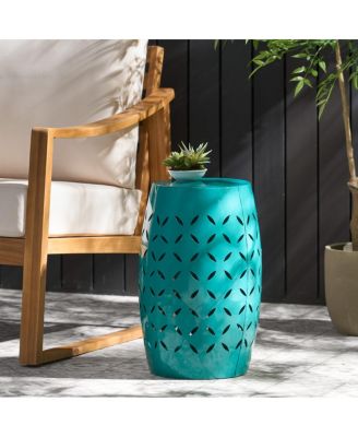 Sculptural Barrel Side Table with Laser-Cut Floral Motifs