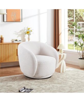 Swivel Boucle Upholstered Accent Barrel Chair