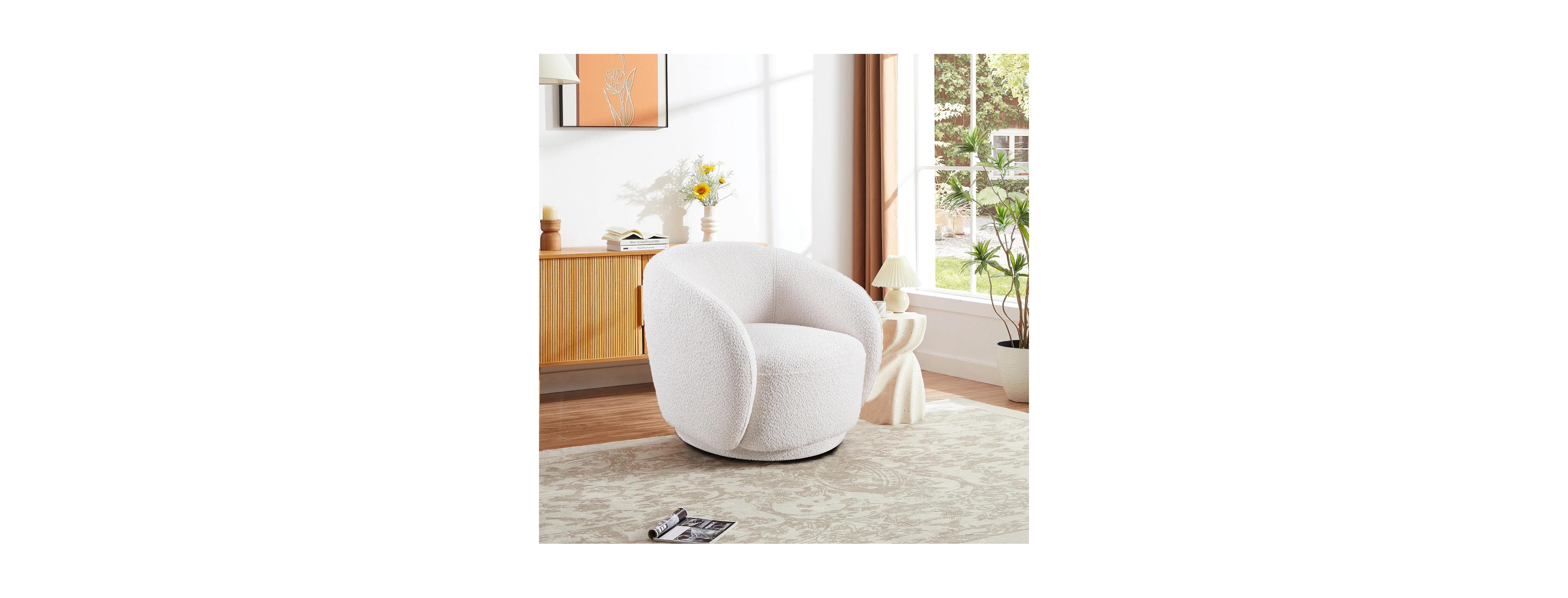 Streamdale Furniture Swivel Boucle Upholstered Accent Barrel Chair