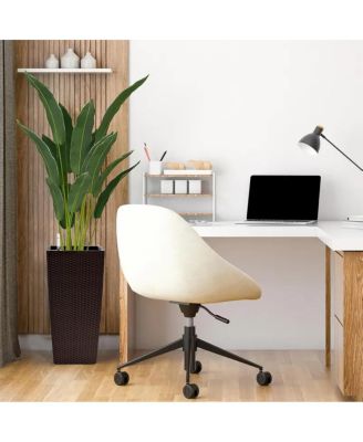  Pack of 2 Square Planter 22-Inch Faux Rattan Flower Pot with Auto Watering