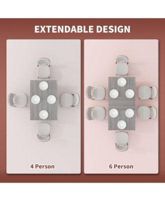 47"-63" Expandable Dining Table Extendable Kitchen Table Distressed