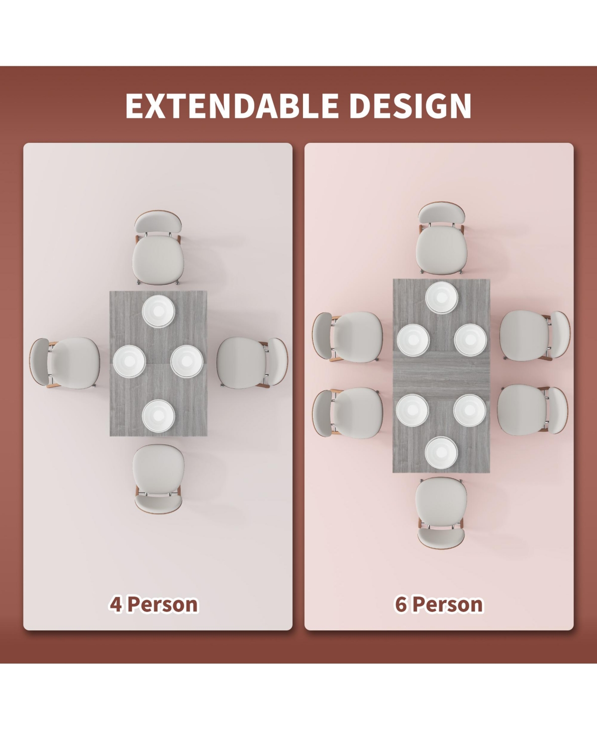 Homcom 47"-63" Expandable Dining Table Extendable Kitchen Table Distressed