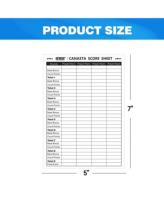100-Pack 7" x 5" Canasta Score Sheets, Canasta Score Sheet with Game Instructions & Trick Values