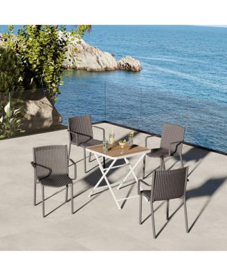 4pcs Warm Stackable Armchair with Folding Table