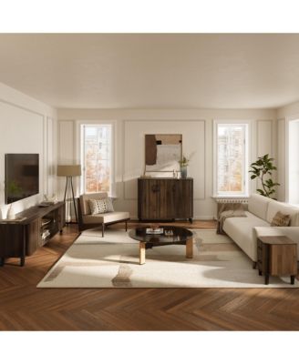 Dark Oak Manufactured Wood 71-Inch Wide TV Console Cabinet