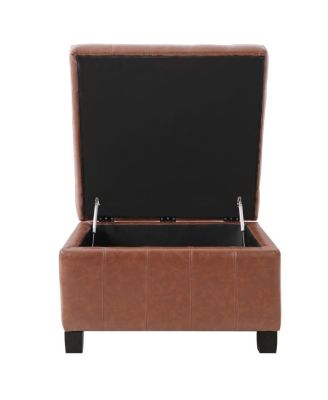 PU Storage Ottoman with Rubber Wood Legs, 30.25" Square Tufted