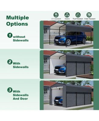 10x15 FT Metal Carport with Waterproof Cloth & Steel Roof