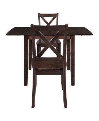 3-Piece Wood Drop Leaf Breakfast Nook Dining Table Set, Espresso