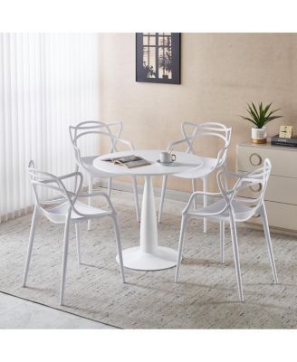 5pcs Dining Set, Metal Leg Table, Mid-century Style