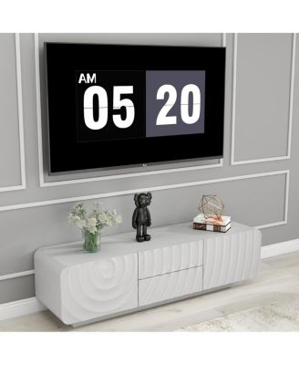 58" TV Console with Spiral Wave Design, Storage Cabinet & 2 Drawers