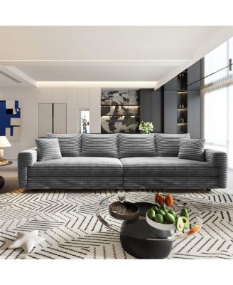 Plush Corduroy 4-Seat Sofa, Modern Comfy Upholstered Cloud Couch