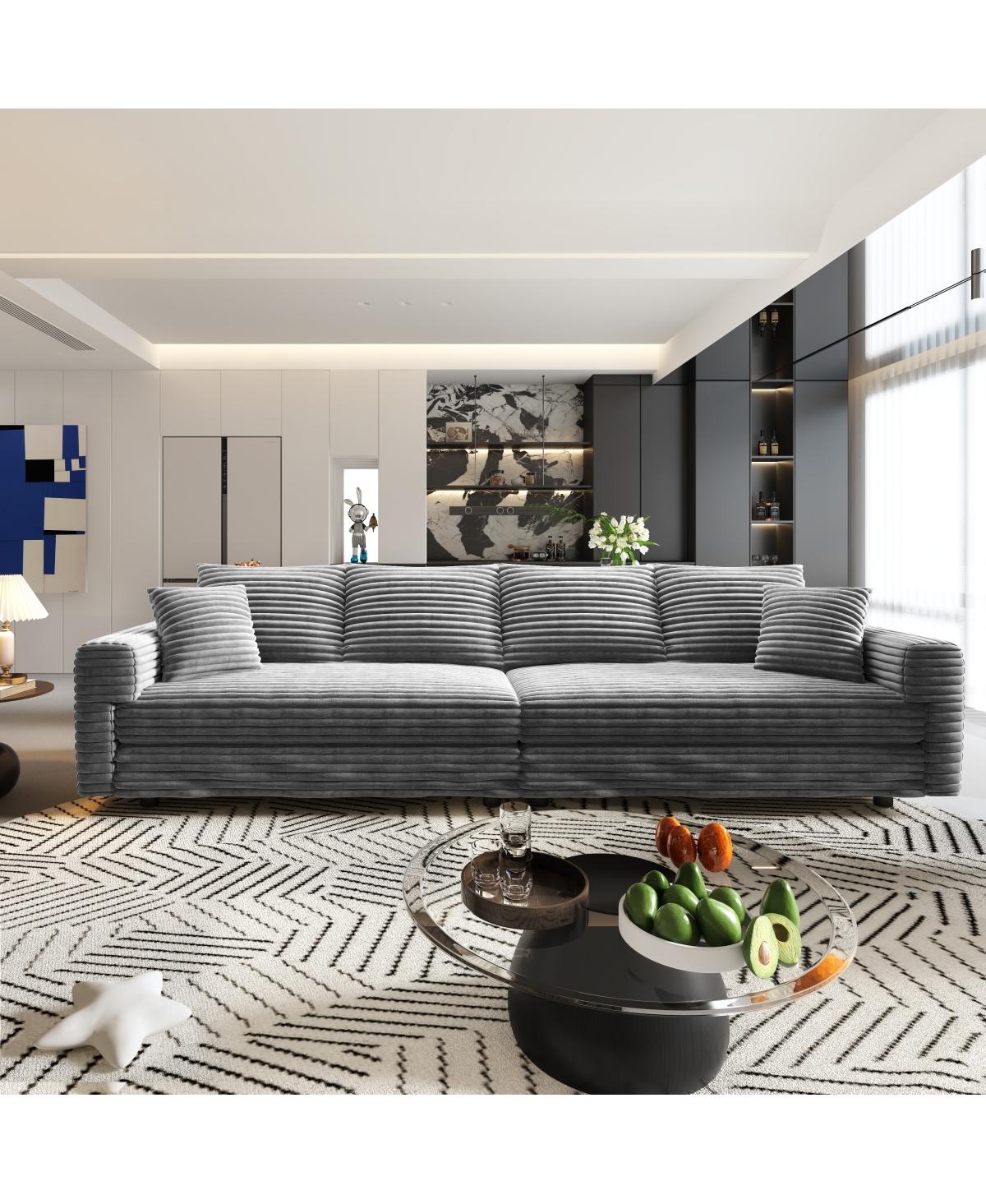 Streamdale Furniture Plush Corduroy 4-Seat Sofa, Modern Comfy Upholstered Cloud Couch