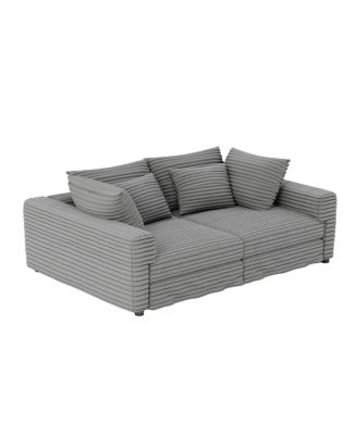 Plush Corduroy 4-Seat Sofa, Modern Comfy Upholstered Cloud Couch
