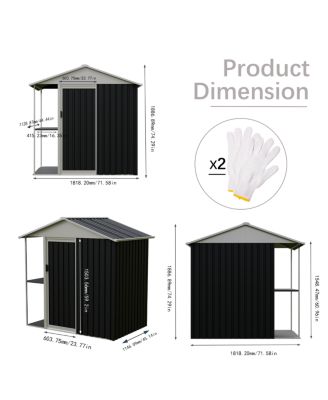 6x4 FT Outdoor Storage Shed with Rack and Shelves for Backyard Use