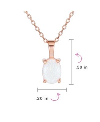 Oval Created Opal Solitaire Pendant Necklace in Rose Gold Sterling Silver