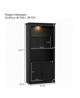 78.75"H 4-Tier Display Shelf with Dimmable Ceiling Light & Storage