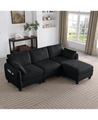 Streamdale 85" Chenille Modular Sectional Sofa w/ Storage Ottoman