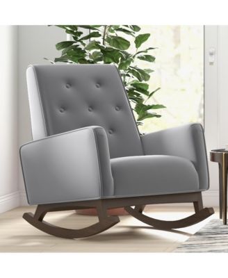 Premium Demetrius Fabric Solid Wood 300LBS Capacity Rocking Chair