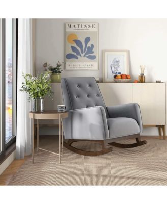 Premium Demetrius Fabric Solid Wood 300LBS Capacity Rocking Chair