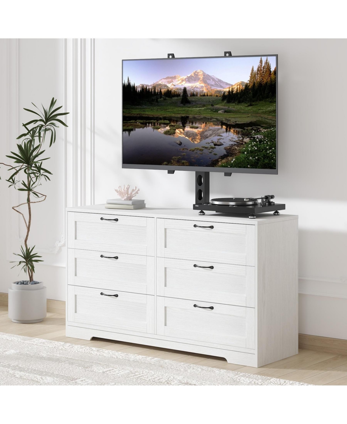 gaomon Entertainment Center with Mount: Tv Stand Features 6 Drawers