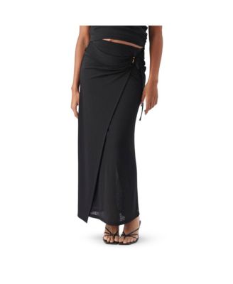 Maternity Ripe Mock Wrap Skirt Black