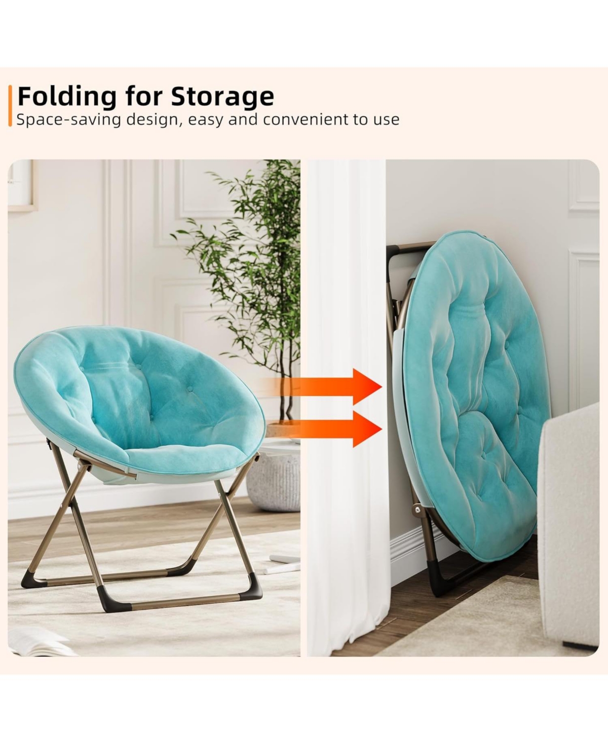 gaomon Comfy Oversized Saucer Chair – Soft Plush Fabric Reading Lounger for Adults