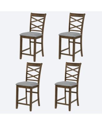 Wooden Counter Height Chairs Set of 4 with Padded Seat