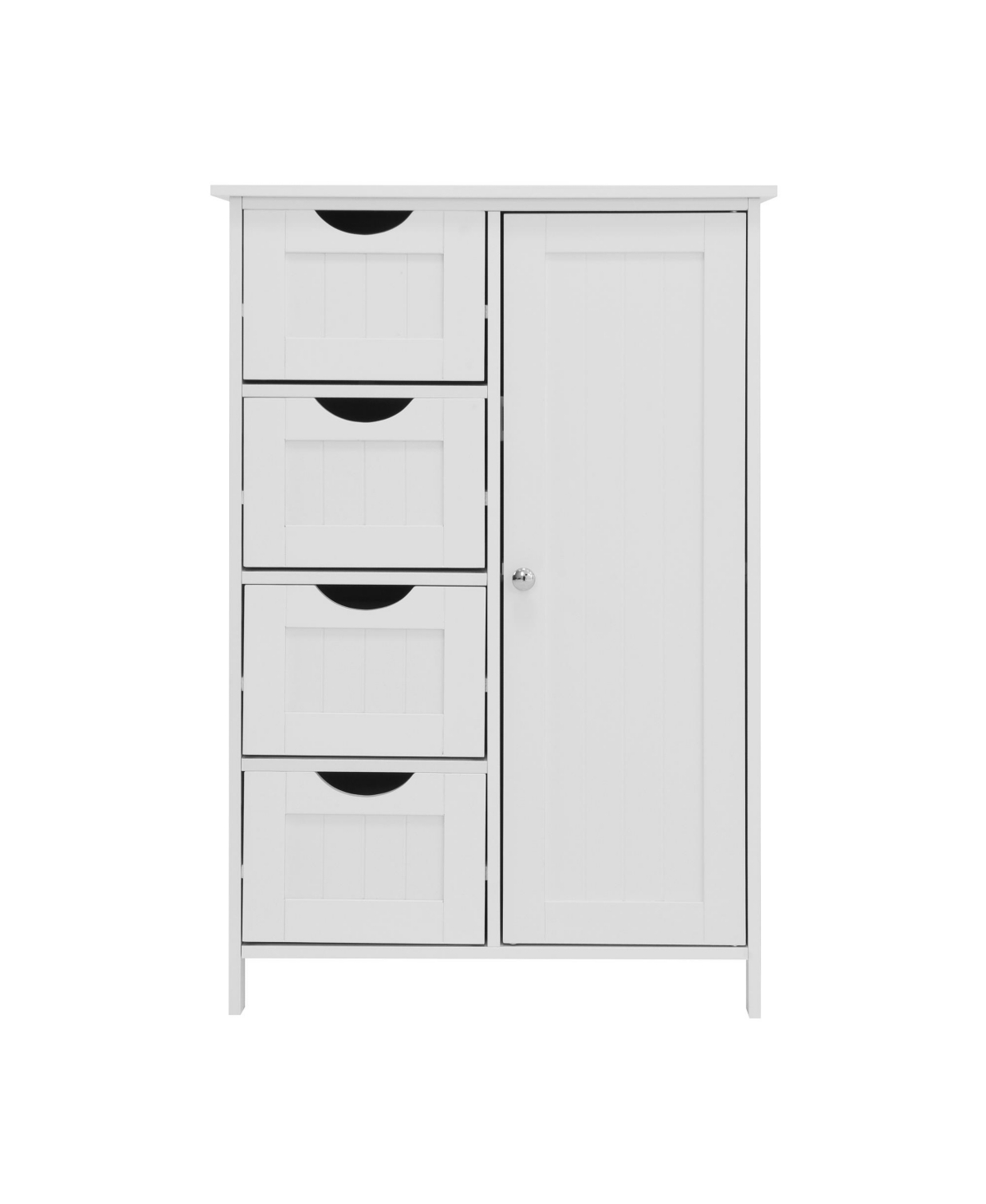 Rainsken Freestanding Bathroom Cabinet, Wooden Entryway Storage Organizer with 4 Drawers and 1 Cupboard, Bathroom Furniture