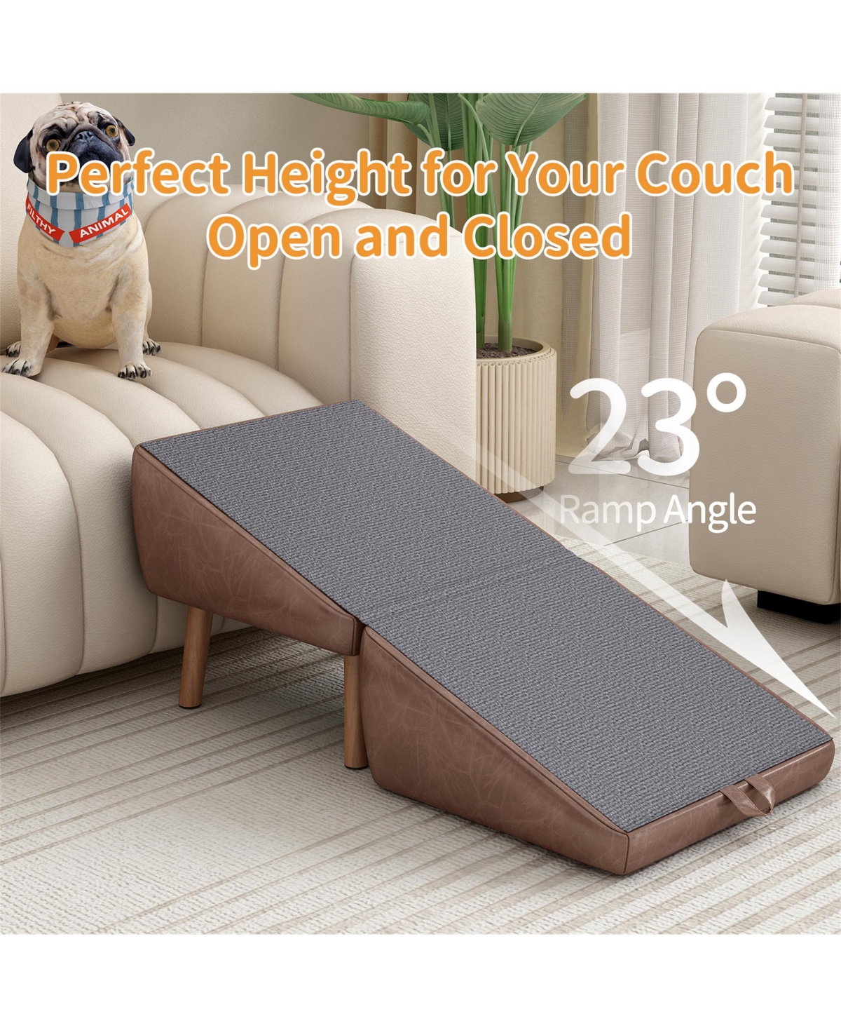 Aostirmotor Foldable 2-in-1 Dog Stairs & Ramp, Wooden Pet Steps for Couch and Bed