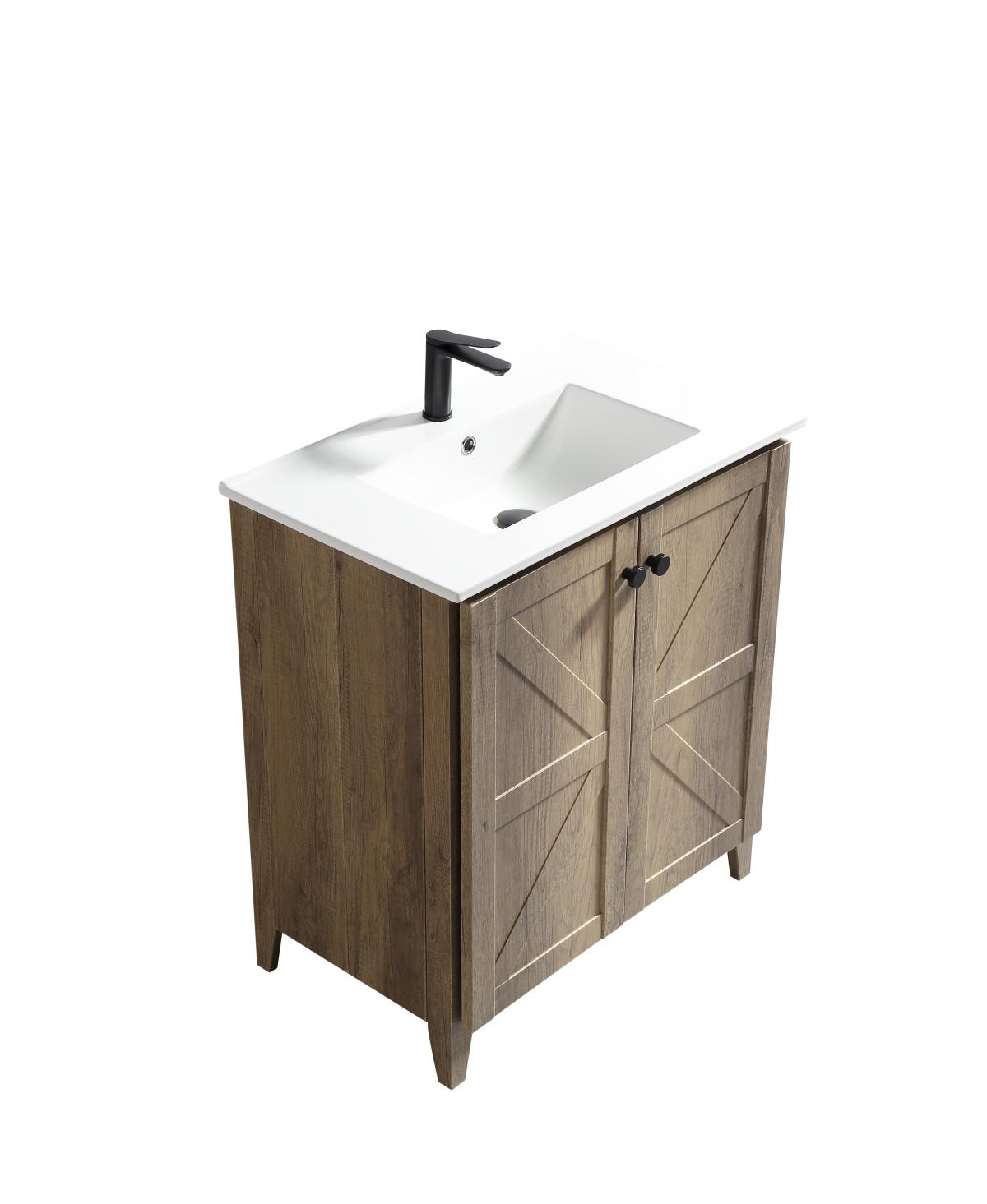 Sillysis 29" Antique Bathroom Vanity with Sink, Quick-Install Folding Storage, Eco Mdf Matte 3D Embossed Finish, Large Capacity