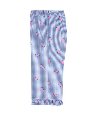 Girls' 2T-6X Floral Plaid Ruffle-Trim Top and Pants, 2-Piece Set