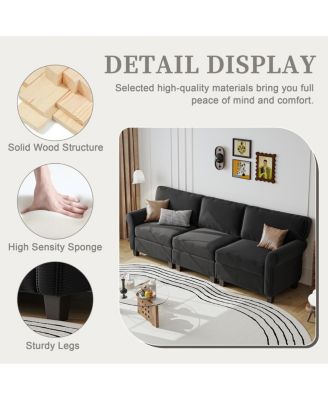 94" 3-Seater Corduroy Sofa Couch with Deep Seats & Removable Cushions