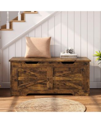 39.4-Inch Wooden Toy Chest & Storage Bench, Safety Hinge for Kids  Room