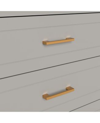 6-Drawer Gray Double Dresser with Metal Handles & Solid Wood Legs