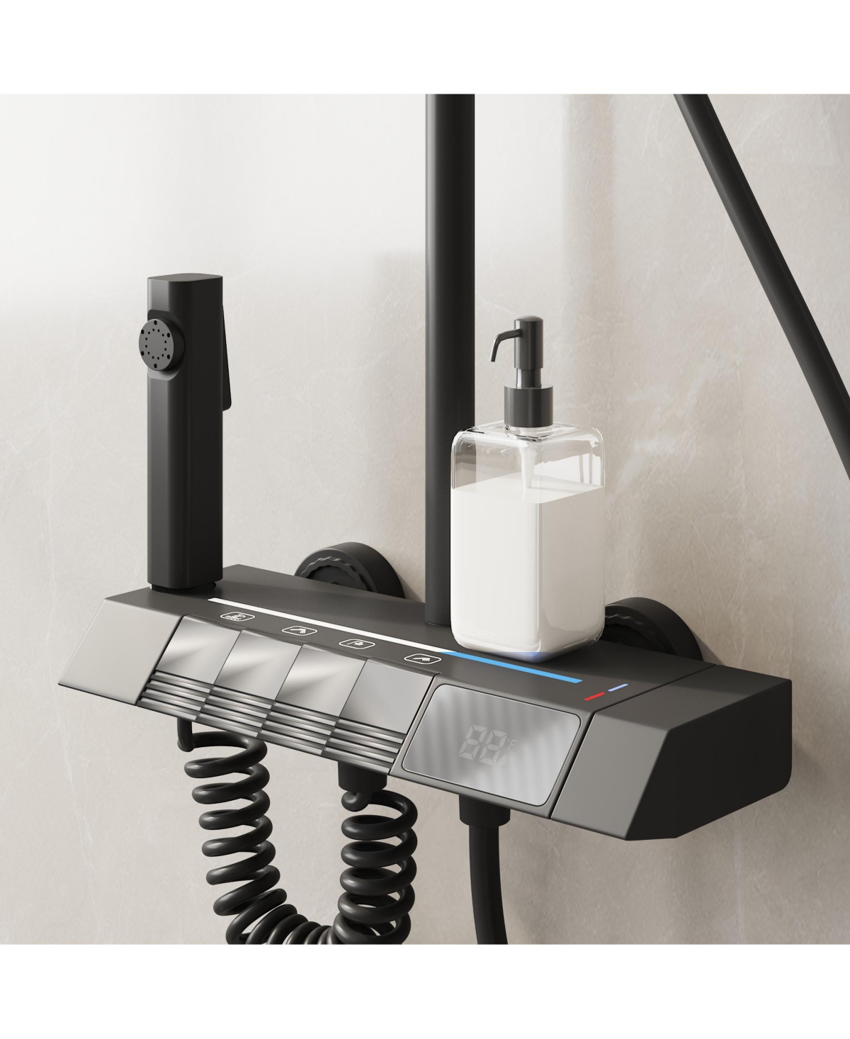 Lalahoo 3-Spray Rain Shower Faucet 2.5 Gpm with Handheld Shower Combo Kit, 11.81 in. Rain Shower Head