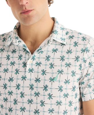 Men's Palm Tree Print Golf Short-Sleeve Polo Shirt