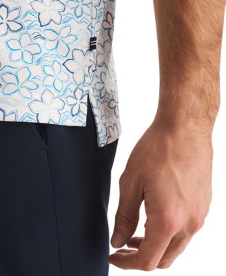 Men's Short-Sleeve Floral Outline Print Golf Polo Shirt