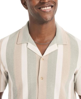 Men's Short-Sleeve Textured Stripe Polo Shirt