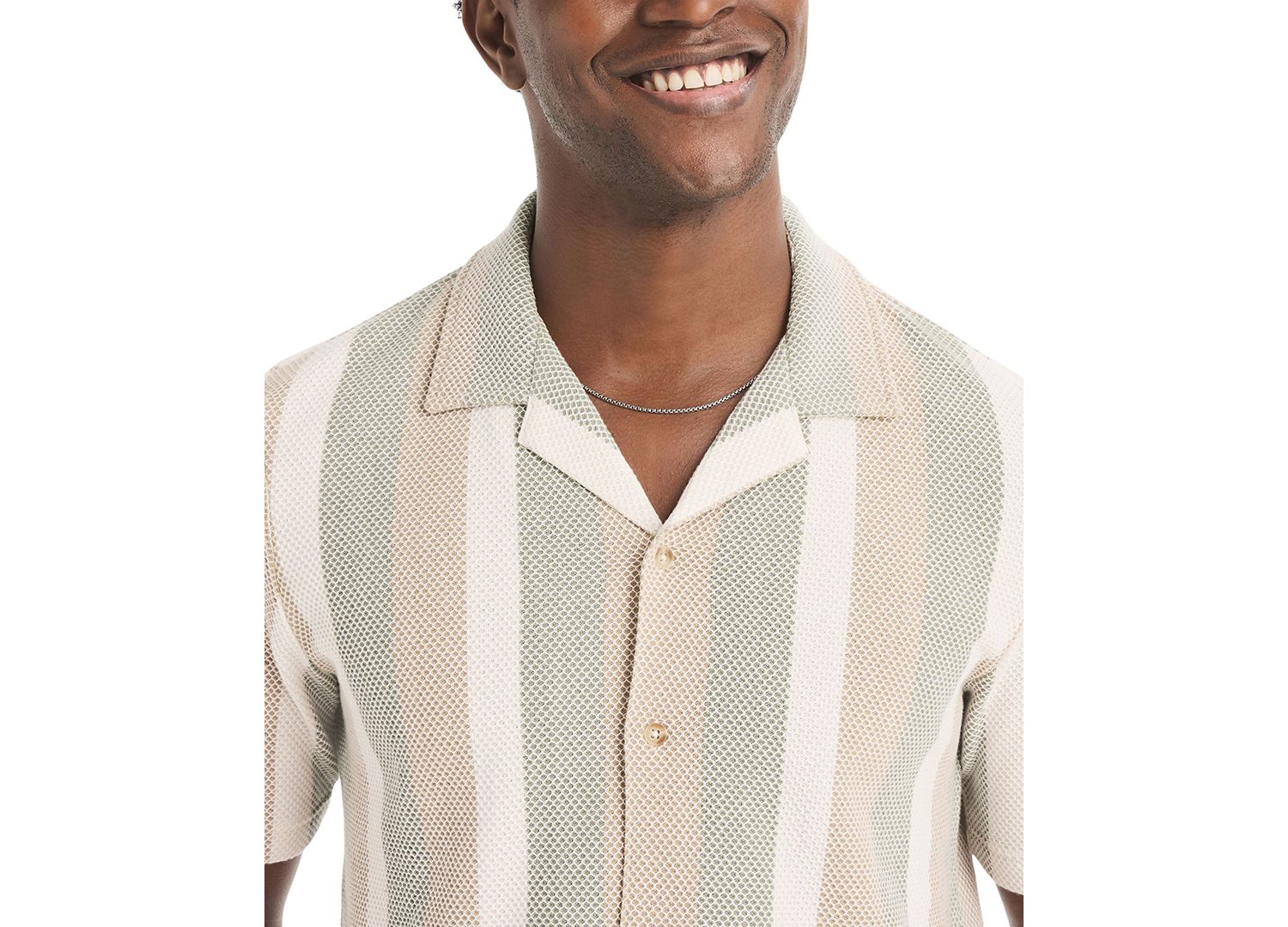 Men's Short-Sleeve Textured Stripe Polo Shirt