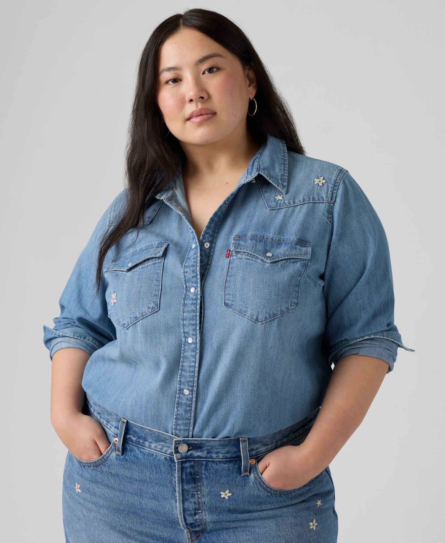 Женская рубашка Levi's Trendy Plus Size Essential Western Cotton, цвет: Bee In The Bonnet Western — фото 3