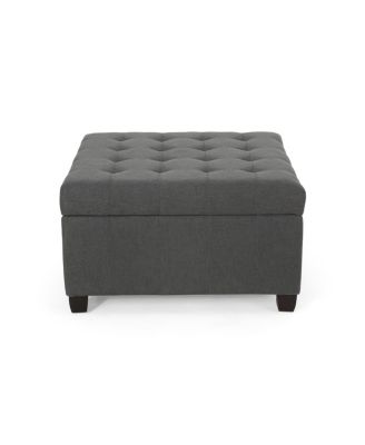 Upholstered Tufted Fabric Storage Ottoman